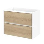 Wastafelonderkast Tiger Reverse 80 cm Naturel Eik - Mat Wit, Ophalen of Verzenden, Nieuw, Bad