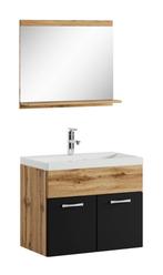 Badkamermeubel Montreal Set 02 60 x 35 cm Eiken Zwart, Huis en Inrichting, Verzenden, Nieuw, Wastafelkast