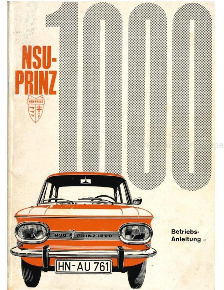 1964 NSU PRINZ 1000 INSTRUCTIEBOEKJE DUITS, Auto diversen, Handleidingen en Instructieboekjes