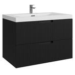 Badkamermeubel Set Thermis 80cm Mat Zwart Badmeubel, Huis en Inrichting, Badkamer | Badkamermeubels, Verzenden, Nieuw, Wastafelkast