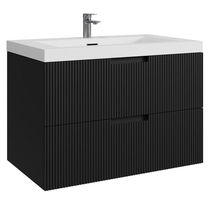 Badkamermeubel Set Thermis 80cm Mat Zwart Badmeubel, Huis en Inrichting, Badkamer | Badkamermeubels, Nieuw, Wastafelkast, Verzenden