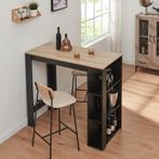 Bartafel Danderyd met 3 planken 120x60x105,5 cm zwart en eik, Huis en Inrichting, Verzenden, Nieuw