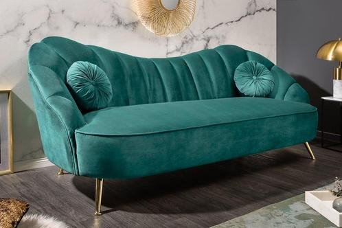 Retro 3-zitsbank ARIELLE 220cm aqua fluweel 3-zits met, Huis en Inrichting, Banken | Bankstellen, Ophalen of Verzenden