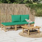 vidaXL 4-delige Loungeset met kussens bamboe groen, Verzenden, Nieuw, Hout, Loungeset