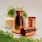 Puur koperen set van karaf met 2 bekers gehamerd ± 950 ml, Huis en Inrichting, Keuken | Servies, Ophalen of Verzenden, Nieuw