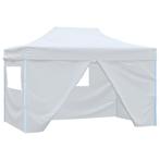 vidaXL Partytent met 4 zijwanden inklapbaar 3x4 m staal wit, Tuin en Terras, Verzenden, Nieuw