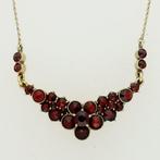 Halsketting - 8 karaat Geel goud - Granaat, Sieraden, Tassen en Uiterlijk, Kettingen, Nieuw
