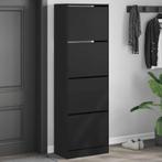 vidaXL Schoenenkast met 4 klaplades 60x34x187,5 cm zwart, Huis en Inrichting, Verzenden, Nieuw