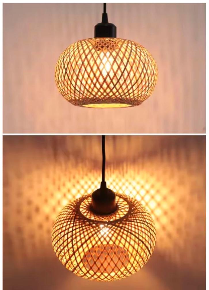 Bamboe Rotan Hanglamp – Handgemaakte Plafondlamp Bohemian, Huis en Inrichting, Lampen | Hanglampen, Nieuw, Hout, Verzenden