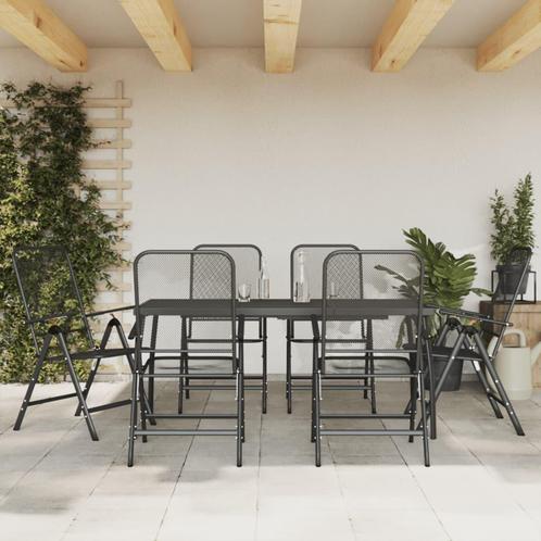 vidaXL 7-delige Tuinset metaalgaas antracietkleurig, Tuin en Terras, Tuinsets en Loungesets, Tuinset, Nieuw, 6 zitplaatsen, Overige materialen