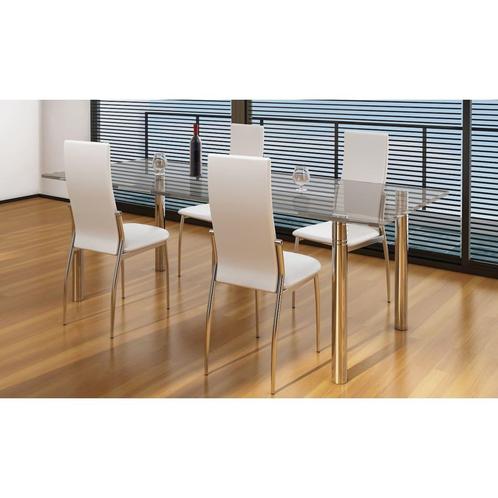 vidaXL Eetkamerstoelen 4 st kunstleer wit, Huis en Inrichting, Stoelen, Wit, Nieuw, Verzenden