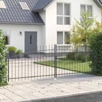 vidaXL Tuinpoort met spitse top Dubbele Swing Grijs 100x400, Verzenden, Nieuw