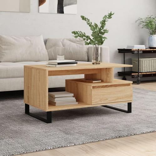 vidaXL Salontafel 90x49x45 cm bewerkt hout sonoma, Huis en Inrichting, Tafels | Salontafels, 50 tot 100 cm, Nieuw, Overige houtsoorten