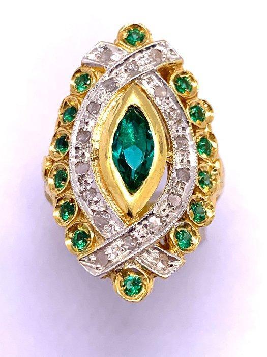 Zonder Minimumprijs - Cocktailring - 9 kt. Geel goud, Zilver, Sieraden, Tassen en Uiterlijk, Antieke sieraden