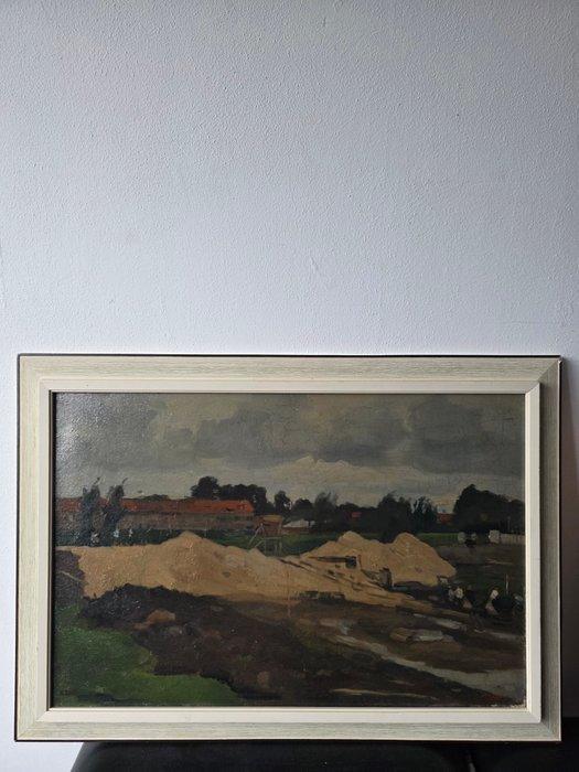 Cor Noltee (1903-1967) - Afgraving jaren 40 , bij de, Antiek en Kunst, Kunst | Schilderijen | Klassiek