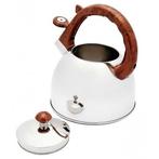 Florina Jasper fluitketel RVS zilver / bruin 2.5 Liter - ook, Ophalen of Verzenden, Nieuw