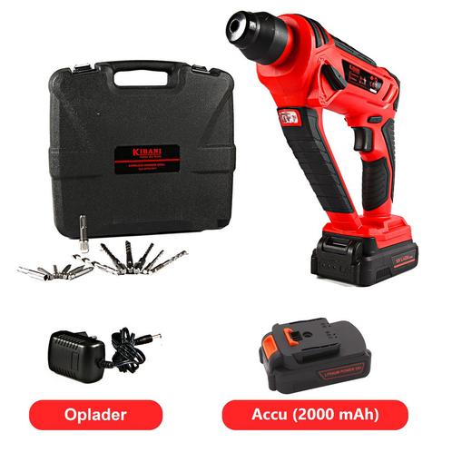 Kibani 18V Accu Boorhamer - Inclusief 2000mAh Accu En, Tuin en Terras, Hand-tuingereedschap, Nieuw