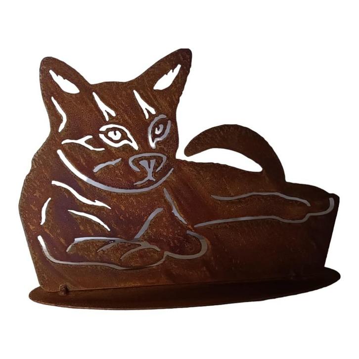 Decoratie tuinbeeld Kat in mandje -B29 x H22cm, Tuin en Terras, Tuinwanddecoratie, Verzenden