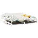 Slaapbank met onderschuifbed | Retourdeal | Wit Hout, Wit, Ophalen of Verzenden, 80 cm, 200 cm