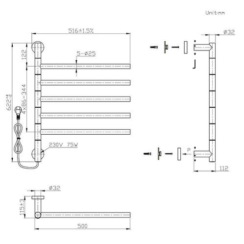 Elektrische Radiator Best Design Hover 62.2x51.6 cm 75W Mat, Doe-het-zelf en Verbouw, Sanitair, Ophalen of Verzenden