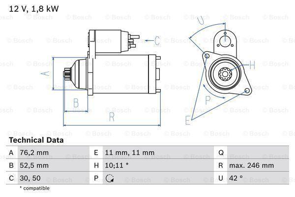 Startmotor / Starter VOLKSWAGEN LUPO I (1.4 TDI), Auto-onderdelen, Motor en Toebehoren, Nieuw, Ophalen of Verzenden