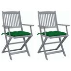 vidaXL Tuinstoelen 2 st inklapbaar met kussens massief, Verzenden, Nieuw, Hout