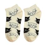 Katten sneakersokken | Wit met zwarte kattenkoppen, Kleding | Dames, Sokken en Kousen, Nieuw, Sokken en Kniesokken, Wit, Overige maten