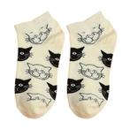 Katten sneakersokken | Wit met zwarte kattenkoppen, Sokken en Kniesokken, Verzenden, Wit, Nieuw