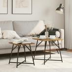 vidaXL Bijzettafel 2 Pack - Rustiek Hout en Metaal, Huis en Inrichting, Tafels | Bijzettafels, Verzenden, Nieuw
