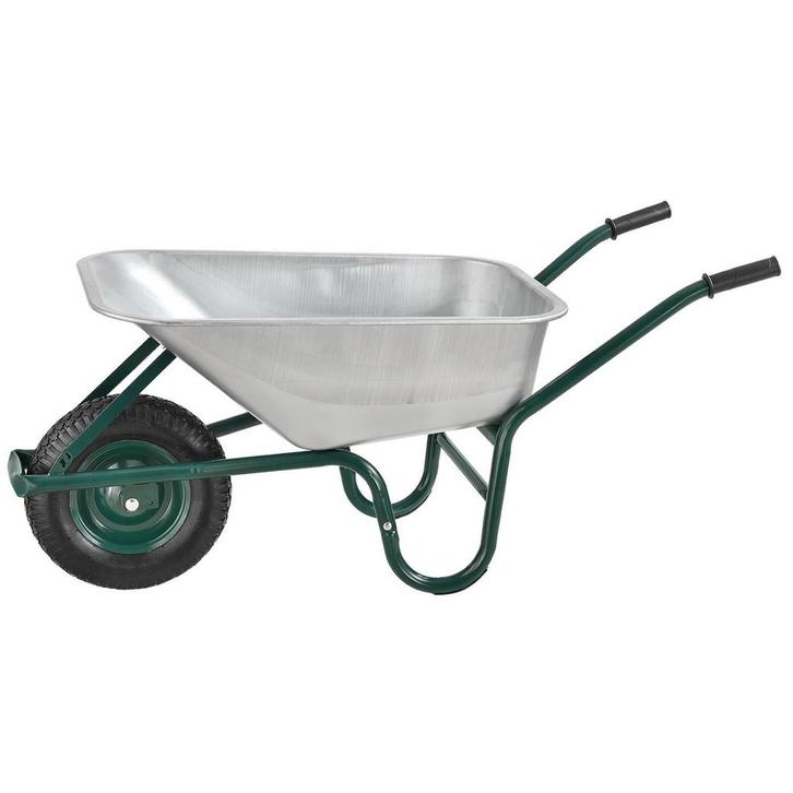 Kruiwagen 100 Liter - Luchtbanden - Zilver - Max. 210 KG, Tuin en Terras, Kruiwagens, Nieuw, Verzenden