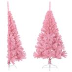 vidaXL Kunstkerstboom met standaard half 120 cm PVC roze, Diversen, Kerst, Verzenden, Nieuw