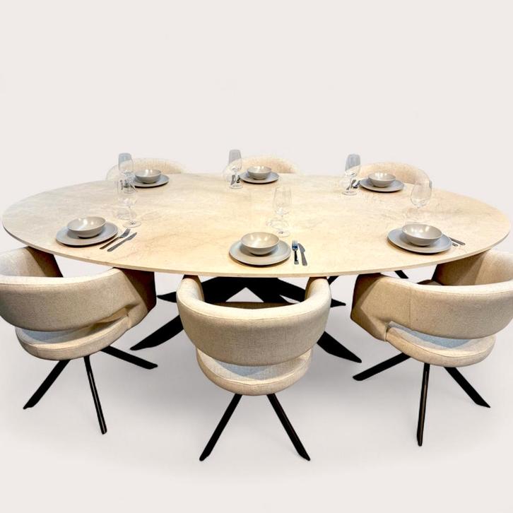 Crema Marfil Eetkametafel  Marmer, Huis en Inrichting, Tafels | Eettafels