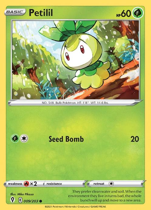 Petilil 009/203 (Evolving Skies), Hobby en Vrije tijd, Verzamelkaartspellen | Pokémon, Losse kaart, Nieuw, Foil, Ophalen of Verzenden