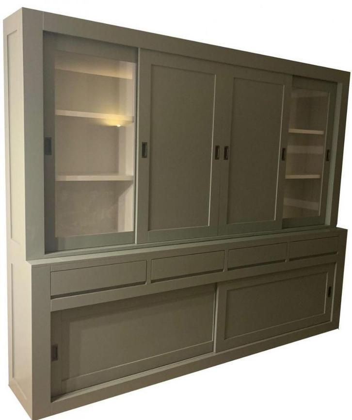Buffetkast Engels groen Boskoop 260 x 220cm, Huis en Inrichting, Kasten | Buffetkasten, Ophalen of Verzenden