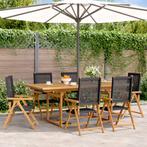 vidaXL 7-delige Tuinset poly rattan en massief hout zwart, Verzenden, Nieuw, Hardhout, Tuinset