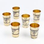 Sovjet Wodka cups - Beker (6) - .875 (84 Zolotniki) zilver, Antiek en Kunst