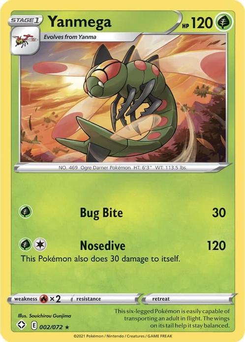 yanmega 002/072 shining fates, Hobby en Vrije tijd, Verzamelkaartspellen | Pokémon, Losse kaart, Nieuw, Foil, Ophalen of Verzenden