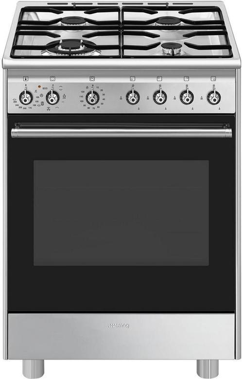 Smeg CX61GMXNLK gas fornuis - 60 cm - rvs, Witgoed en Apparatuur, Fornuizen, 60 cm of meer, Vrijstaand, 4 kookzones, Energieklasse A of zuiniger