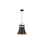 Hanglamp | Tao | Ø25cm | 1-lichts | Zwart + Goud | E27, Huis en Inrichting, Lampen | Hanglampen, Ophalen of Verzenden, Nieuw, Metaal