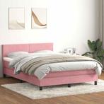 vidaXL Boxspring met matras fluweel roze 160x220 cm, Verzenden, Nieuw, Stof