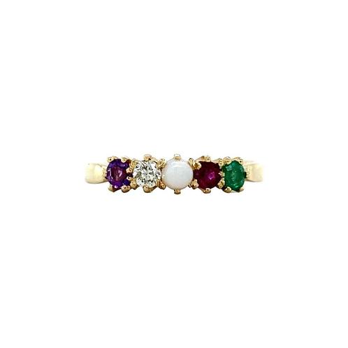 Gouden -ADORE- ring met Amethyst, Diamond, Opal, Ruby &, Sieraden, Tassen en Uiterlijk, Ringen, Zo goed als nieuw, Goud, Verzenden