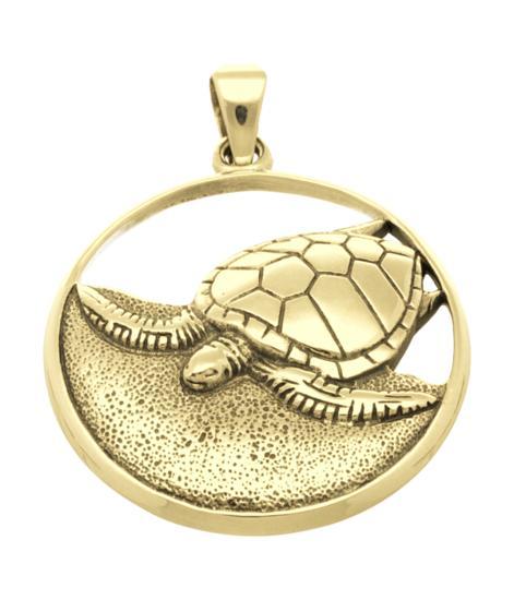 Gouden Schildpad op het strand opengewerkt kettinghanger, Sieraden, Tassen en Uiterlijk, Kettinghangers, Verzenden