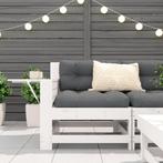 Tuinbank met armleuning en klaptafel massief grenenhout wit, Tuin en Terras, Tuinsets en Loungesets, Verzenden, Nieuw