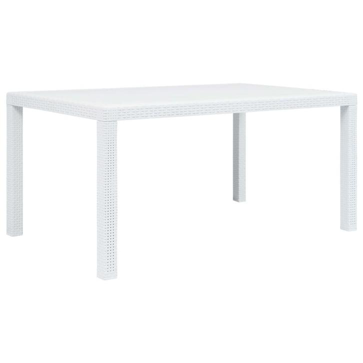 vidaXL Tuintafel 150x90x72 cm rattan-look kunststof wit, Tuin en Terras, Tuintafels, Nieuw, Kunststof, Verzenden