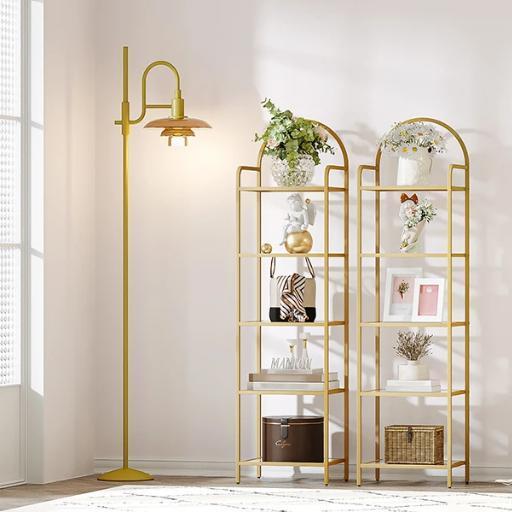 Boekenkast Goud met Glas – 5 Niveaus, Elegant en Modern, Huis en Inrichting, Kasten | Boekenkasten, Nieuw, Verzenden