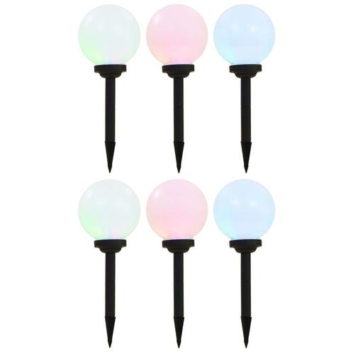 vidaXL Solarlampen 6 st LED rond 20 cm RGB, Tuin en Terras, Buitenverlichting, Nieuw, Verzenden