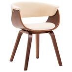 vidaXL Eetkamerstoel gebogen hout en kunstleer crème, Huis en Inrichting, Stoelen, Verzenden, Nieuw
