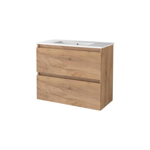 Badmeubelset BWS Salt 80x39cm Greeploos 2 Lades Met Wastafel, Doe-het-zelf en Verbouw, Sanitair, Bad, Nieuw, Chroom, Ophalen of Verzenden