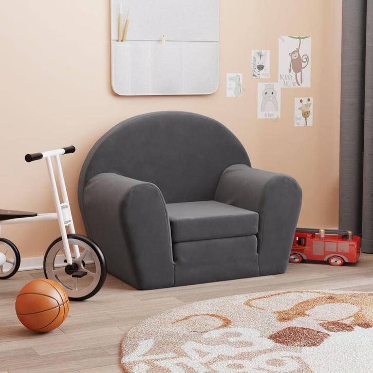 vidaXL Kinderslaapbank zacht pluche antracietkleurig, Kinderen en Baby's, Kinderkamer | Overige Meubels, Nieuw, Verzenden