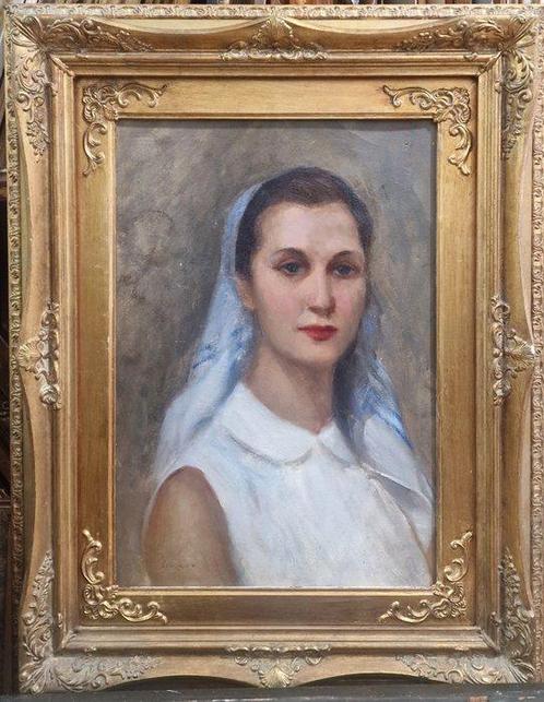 Carlo Siviero (1882-1953) - Ritratto di donna, Antiek en Kunst, Kunst | Schilderijen | Klassiek